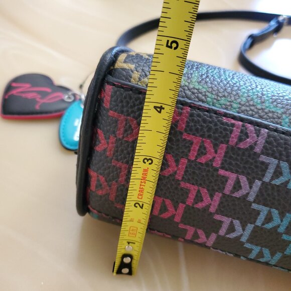 Karl Lagerfeld Paris Adele Faux Leather Rainbow Logo Crossbody Bag - Picture 12 of 16